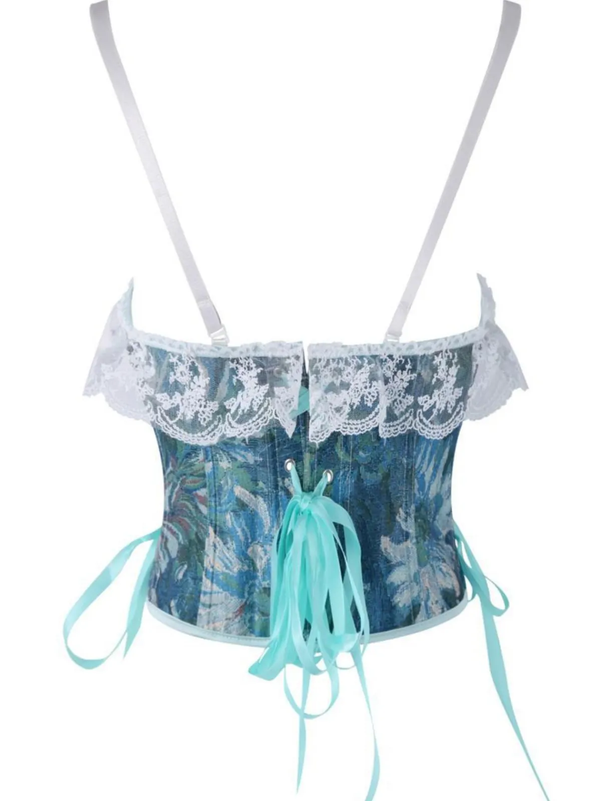 New Retro Stage 1960s Floral Lace Spaghetti Straps Corset Top