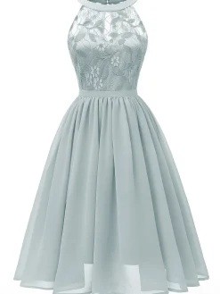 Outlet Retro Stage 1950s Floral Lace Swing Dress Blue