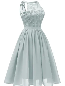 Outlet Retro Stage 1950s Floral Lace Swing Dress Blue