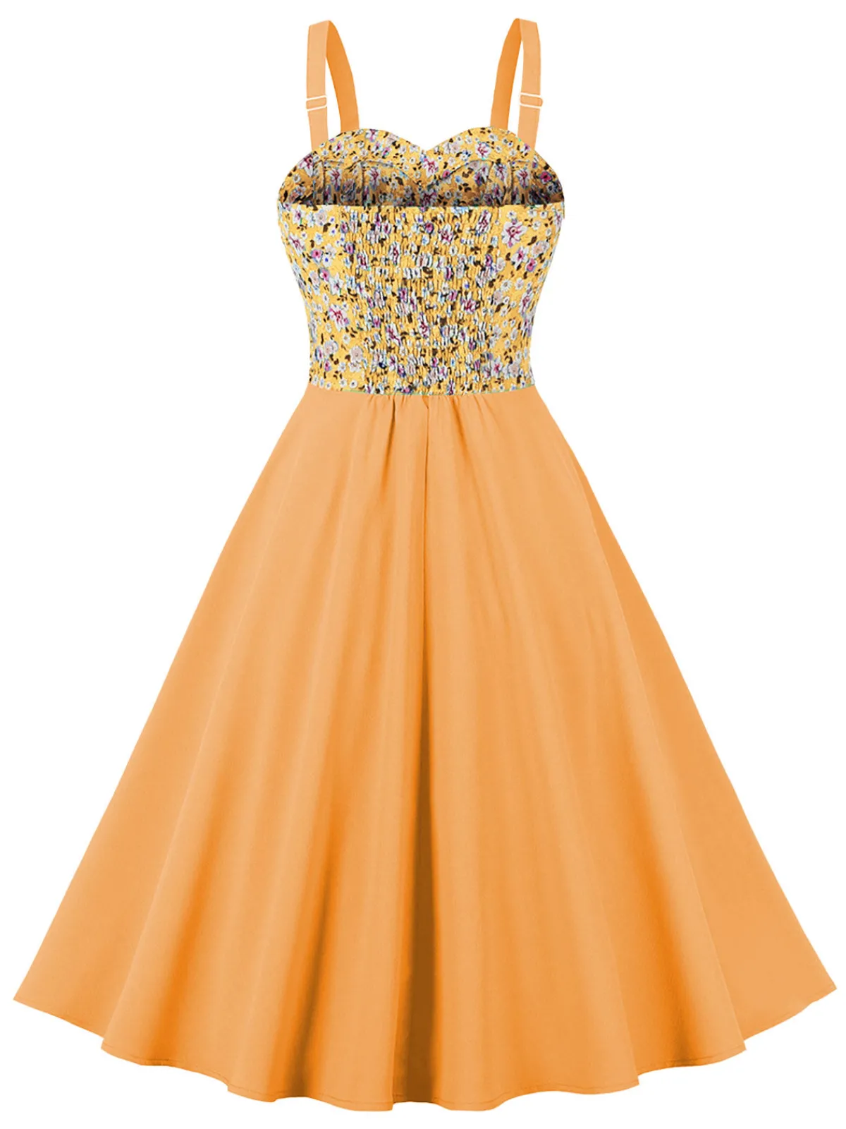 Fashion Retro Stage 1950s Floral Patchwork Strap Swing Dress