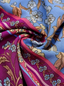 Sale Retro Stage 1970s Floral Printed Flounce Sleeves Bohemian Dress