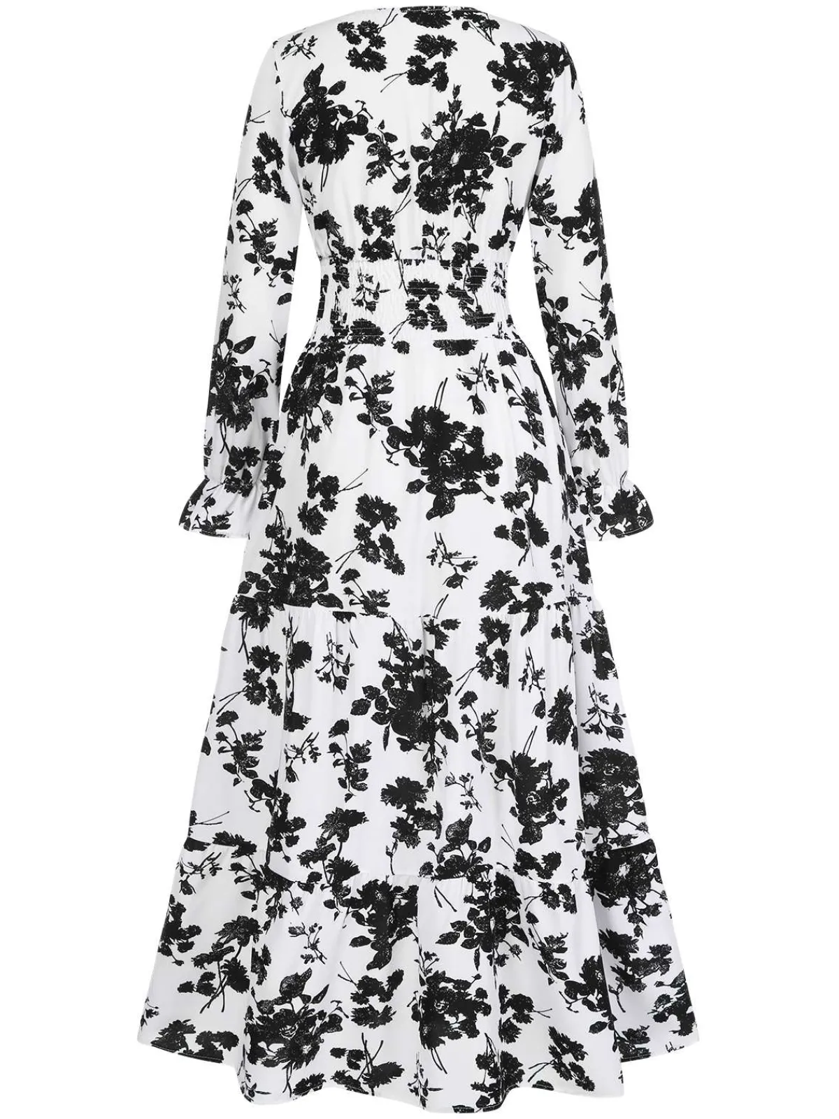 Outlet Retro Stage 1930s Flower Silhouette V-Neck Maxi Dress