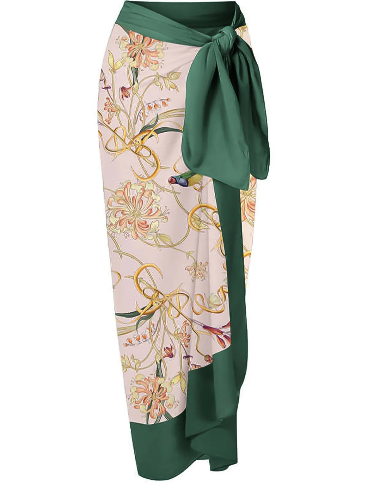 Best Retro Stage 1950s Flowers Lace up Wrap Cover-up