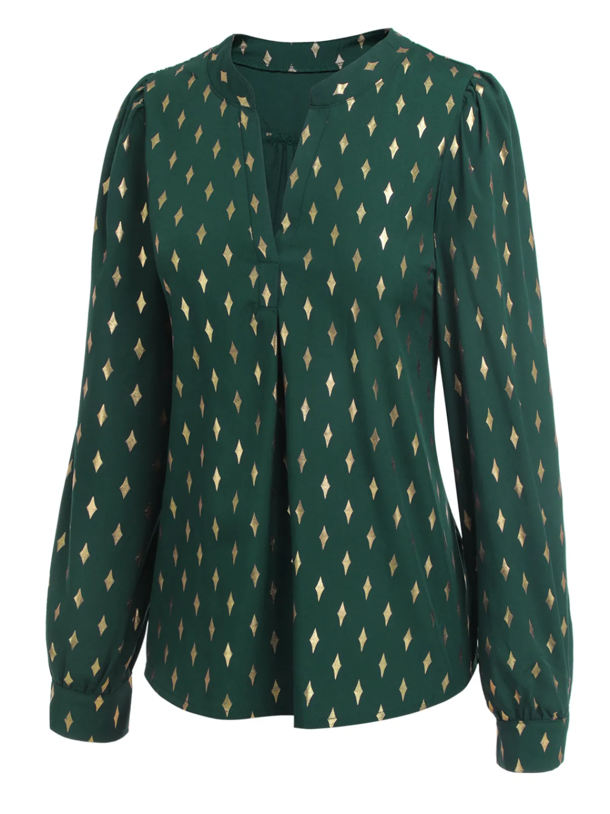 Hot Retro Stage 1940s Foil Stamping Stars V-Neck Blouse