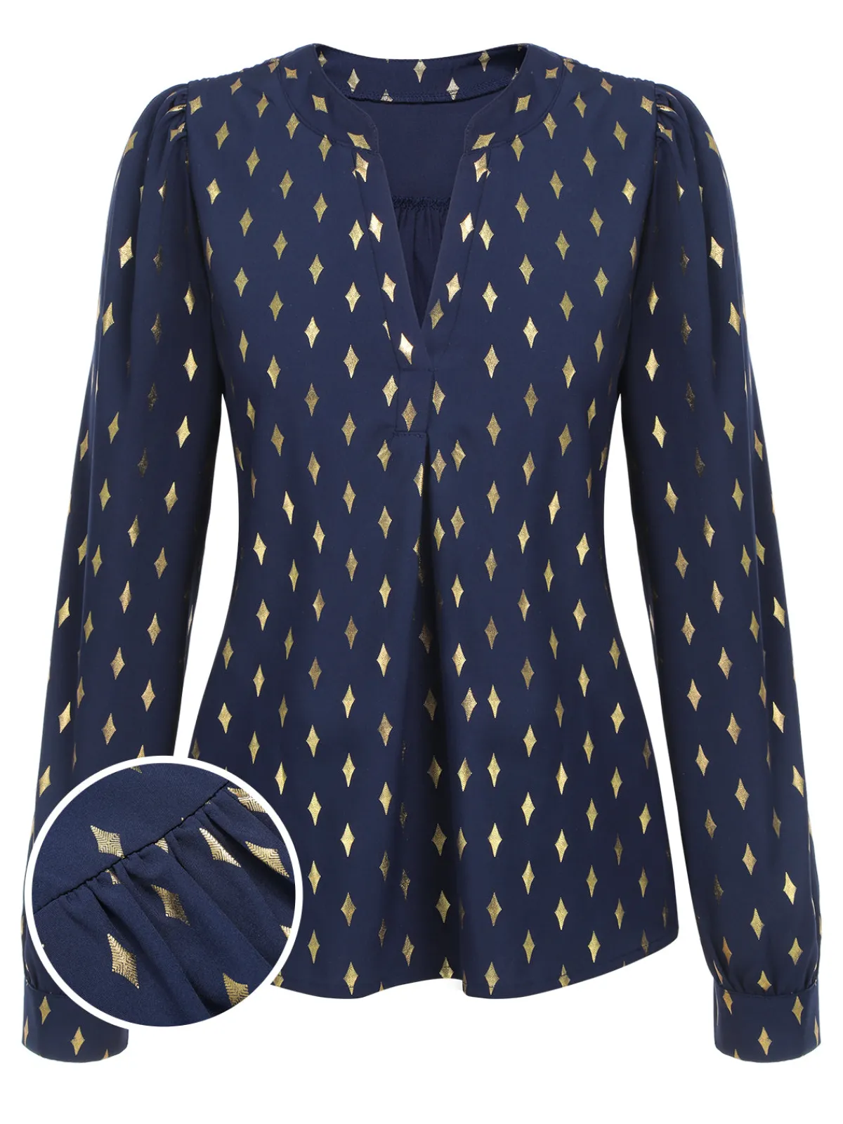 Hot Retro Stage 1940s Foil Stamping Stars V-Neck Blouse