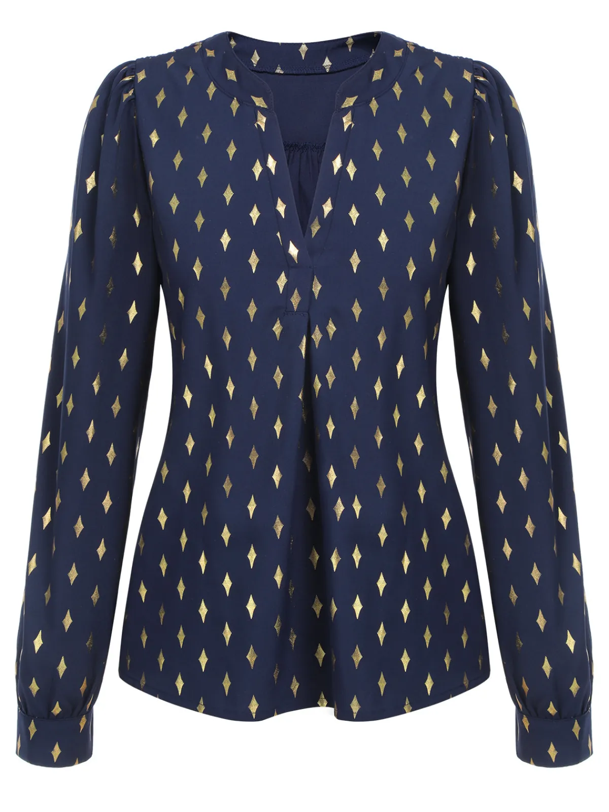 Hot Retro Stage 1940s Foil Stamping Stars V-Neck Blouse
