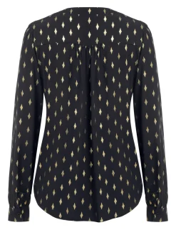 Hot Retro Stage 1940s Foil Stamping Stars V-Neck Blouse