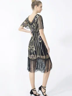 Sale Retro Stage 1920s Fringe Sequin Flapper Dress