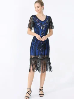 Sale Retro Stage 1920s Fringe Sequin Flapper Dress