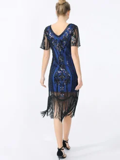 Sale Retro Stage 1920s Fringe Sequin Flapper Dress