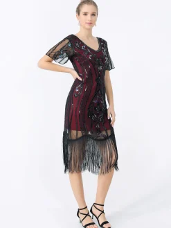 Sale Retro Stage 1920s Fringe Sequin Flapper Dress