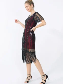 Sale Retro Stage 1920s Fringe Sequin Flapper Dress