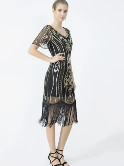 Sale Retro Stage 1920s Fringe Sequin Flapper Dress