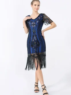 Sale Retro Stage 1920s Fringe Sequin Flapper Dress