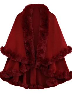 Sale Retro Stage 1950s Fur Collar Double Layer Cape Shawl