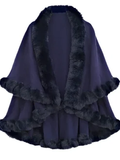 Sale Retro Stage 1950s Fur Collar Double Layer Cape Shawl
