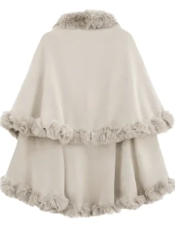 Sale Retro Stage 1950s Fur Collar Double Layer Cape Shawl