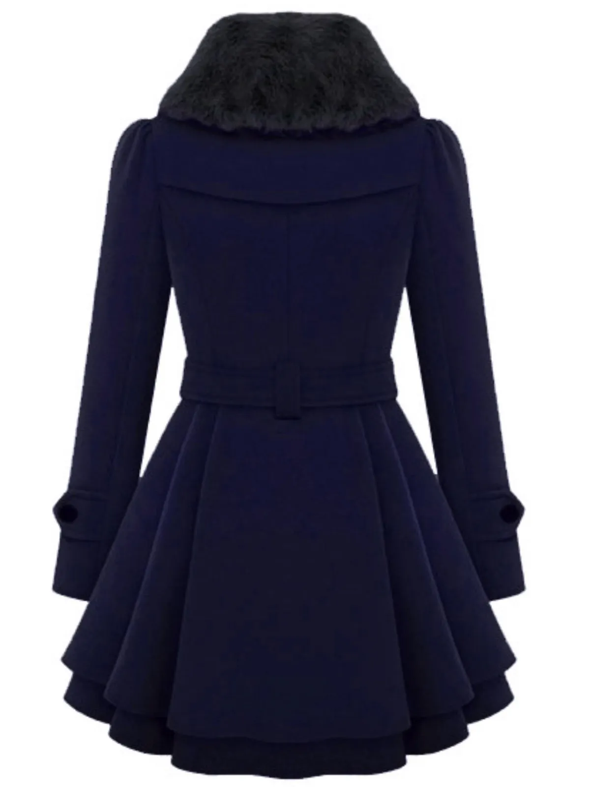Hot Retro Stage 1950s Fur Collar Waisted Winter Coat