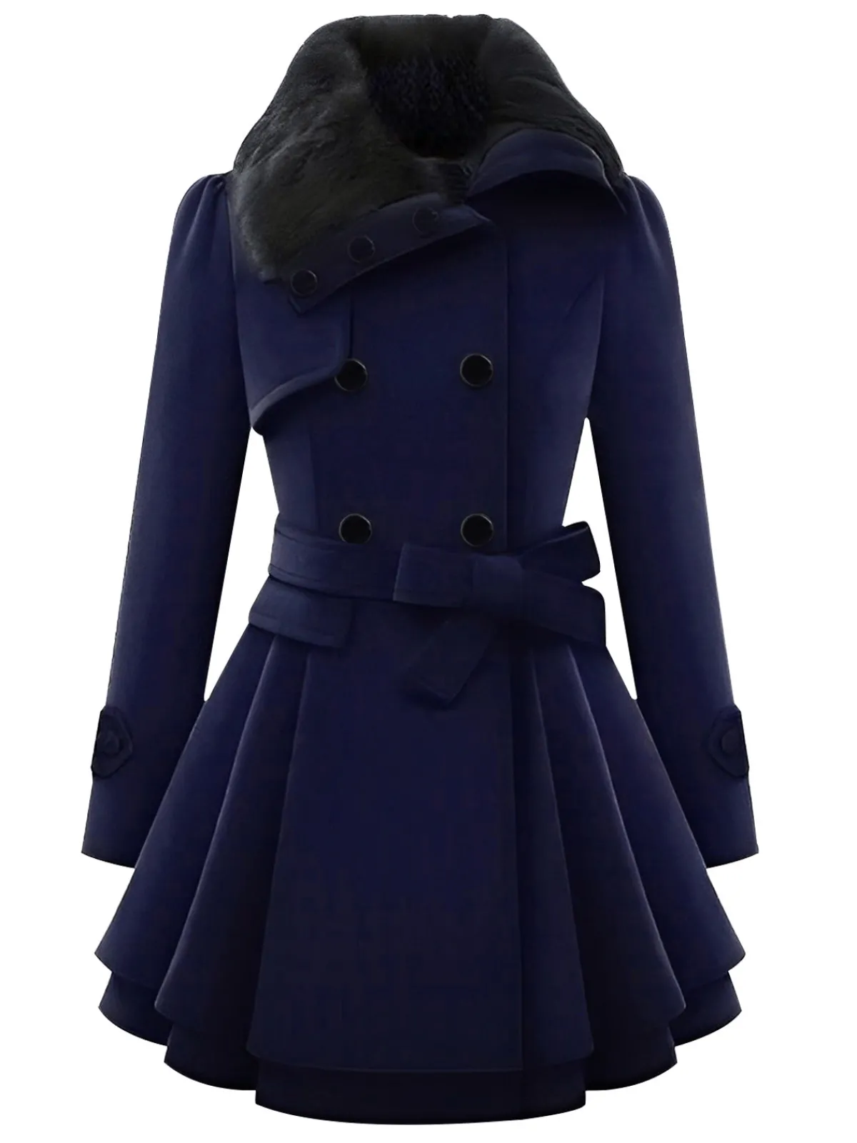 Hot Retro Stage 1950s Fur Collar Waisted Winter Coat