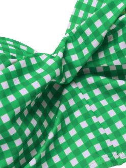New Retro Stage 1950s Gingham Plaid Suspender Swimsuit