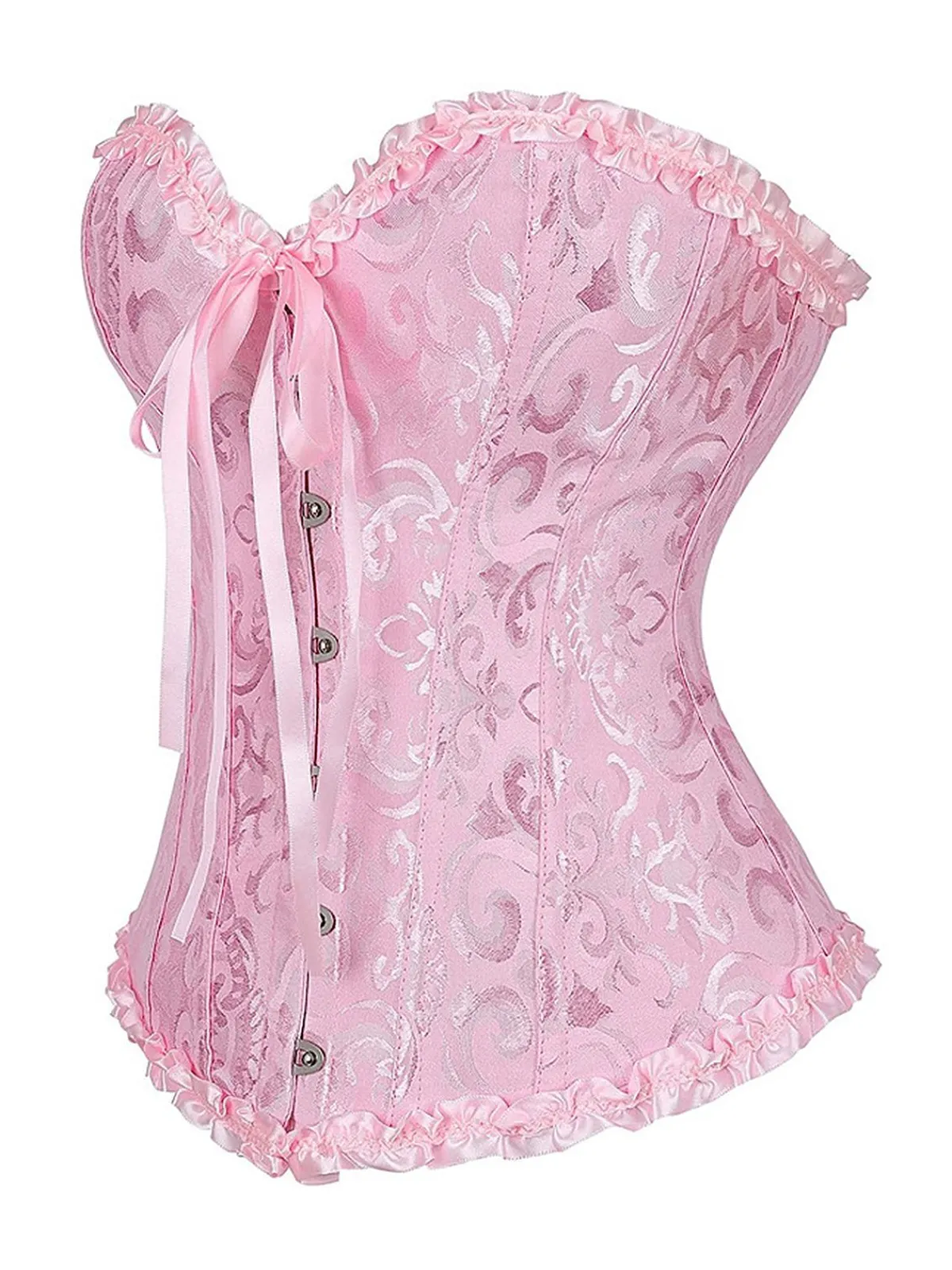 Sale Retro Stage 1970s Gothic Jacquard Panel Lace Corset Top