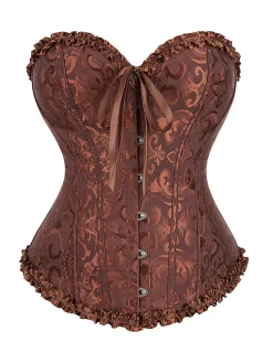 Sale Retro Stage 1970s Gothic Jacquard Panel Lace Corset Top