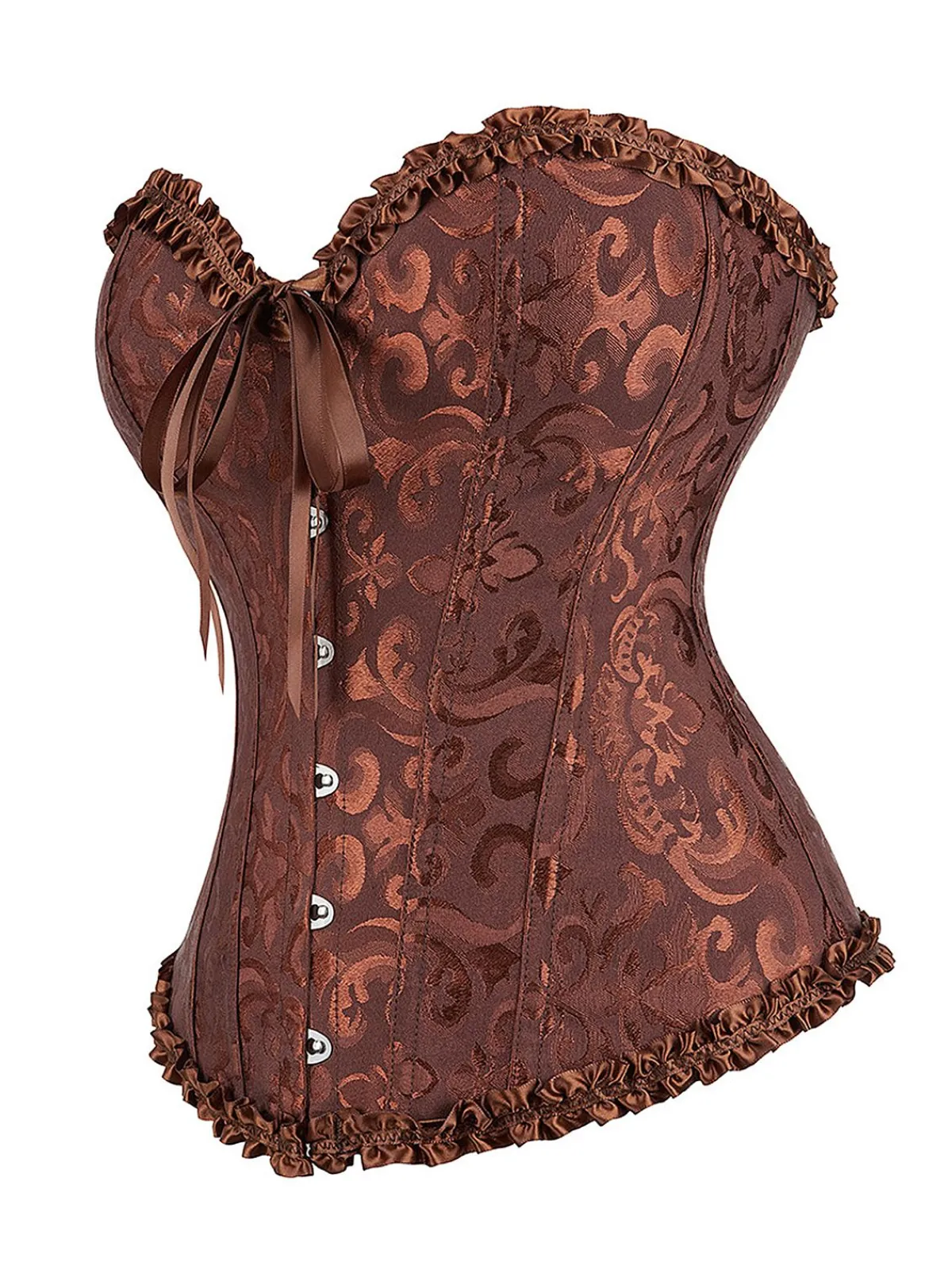 Sale Retro Stage 1970s Gothic Jacquard Panel Lace Corset Top