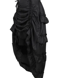 Online Retro Stage 1970s Gothic Steampunk Wrinkle High Low Hem Skirt