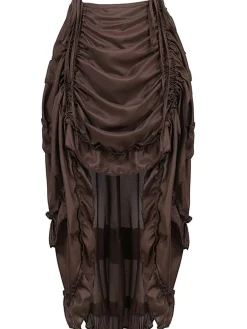 Online Retro Stage 1970s Gothic Steampunk Wrinkle High Low Hem Skirt