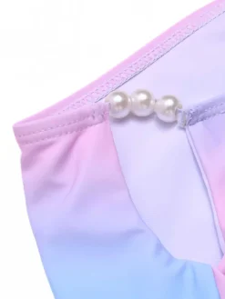 Fashion Retro Stage 1960s Gradient Mermaid Seashell Pearl Swimsuit Blue