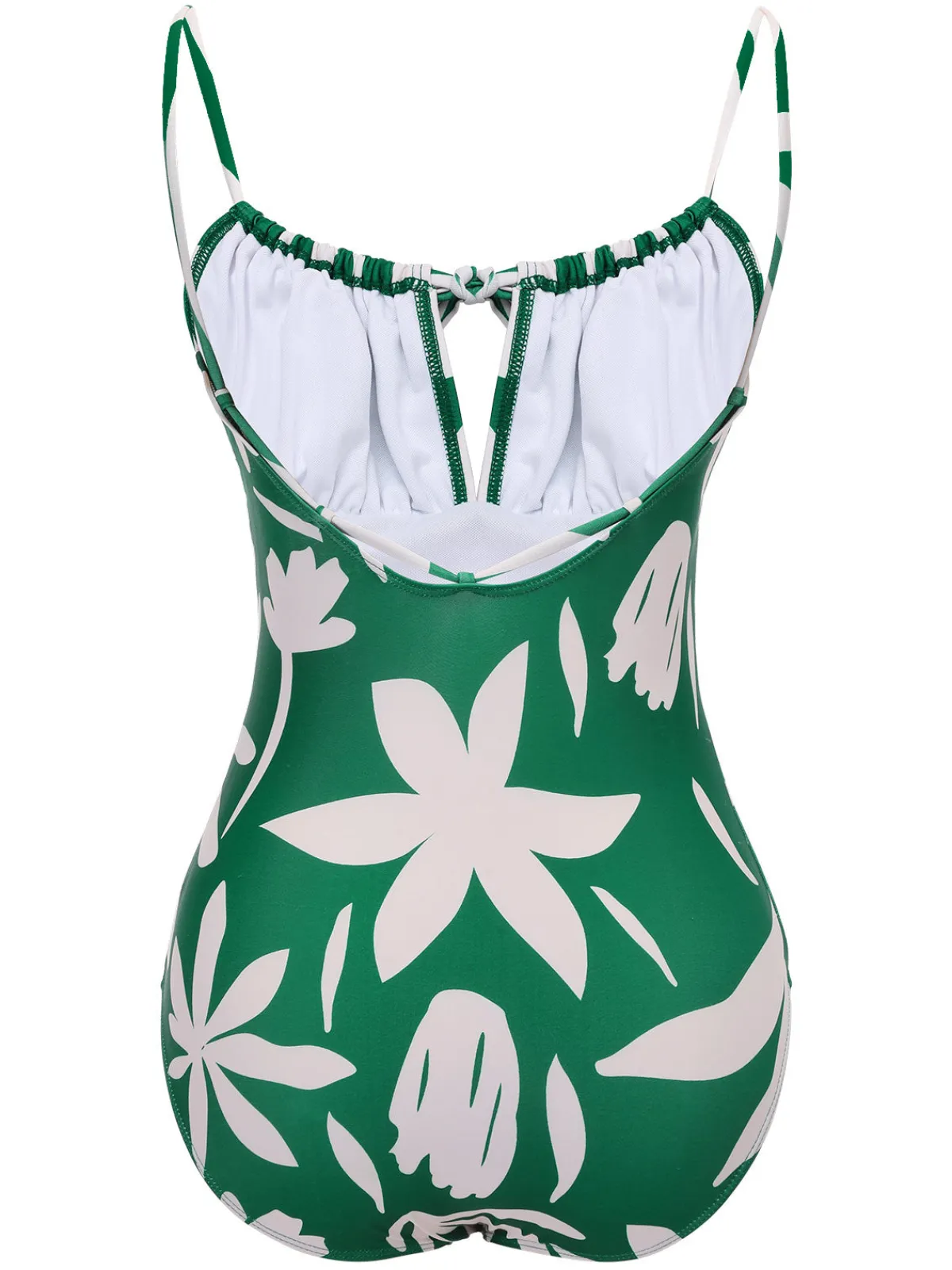 Sale Retro Stage 1960s Leaf Sleeveless Camisole Strap Swimsuit Green