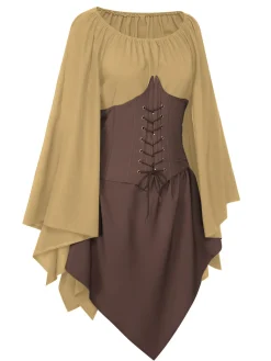 Discount Retro Stage 1950s Halloween Bat Sleeves Patchwork Dress