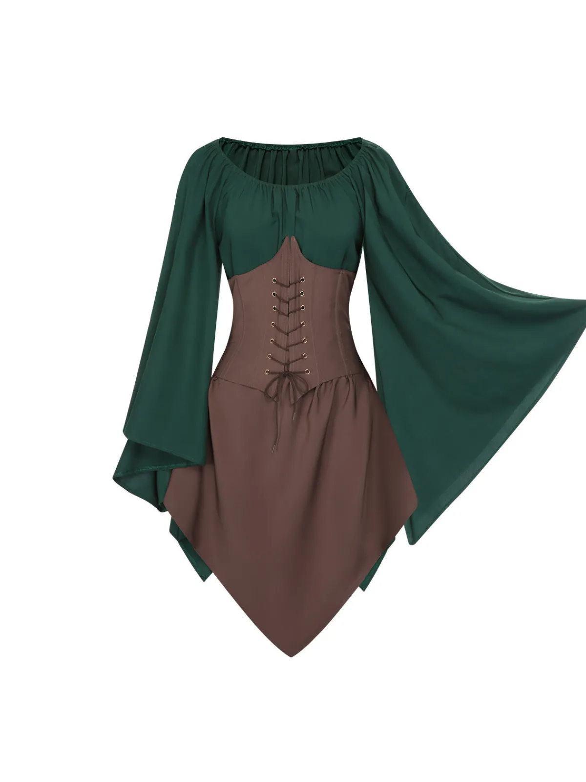 Discount Retro Stage 1950s Halloween Bat Sleeves Patchwork Dress