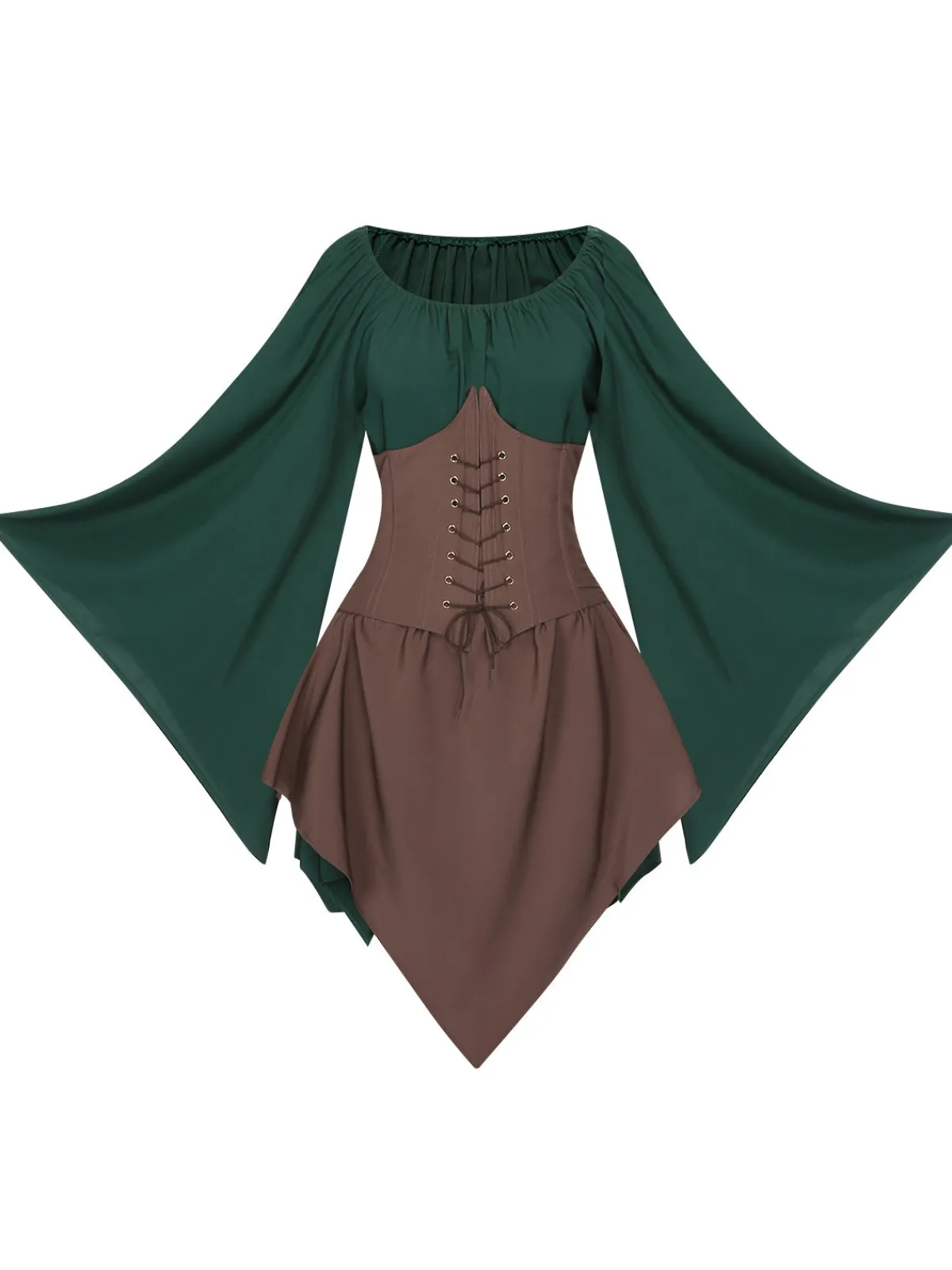 Discount Retro Stage 1950s Halloween Bat Sleeves Patchwork Dress