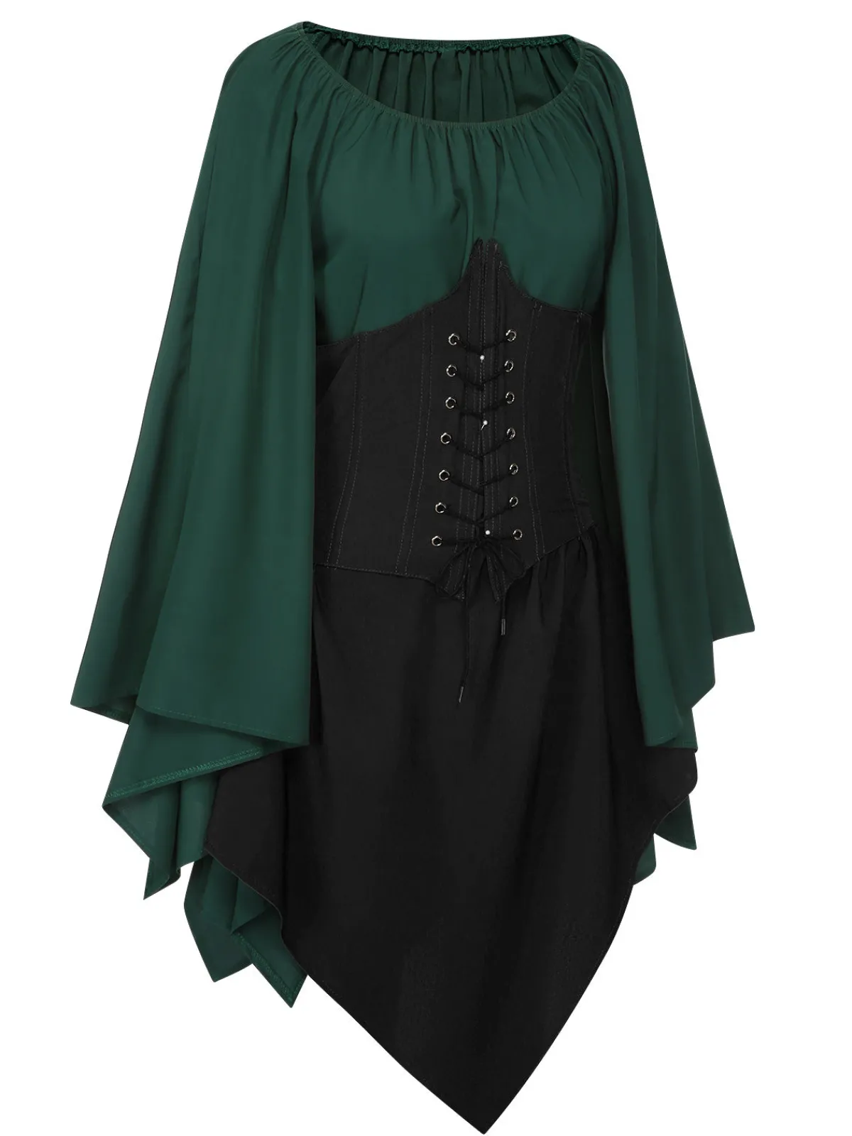 Discount Retro Stage 1950s Halloween Bat Sleeves Patchwork Dress