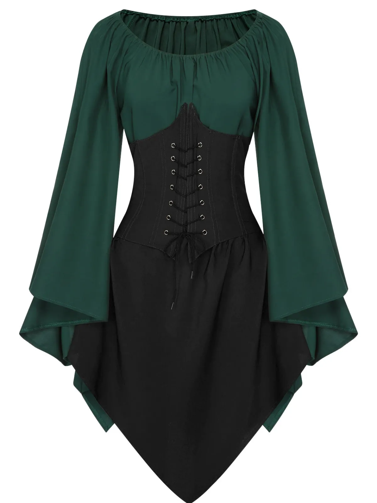 Discount Retro Stage 1950s Halloween Bat Sleeves Patchwork Dress