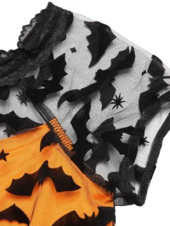 Clearance Retro Stage 1950s Halloween Lace Off-shoulder Swing Dress Orange