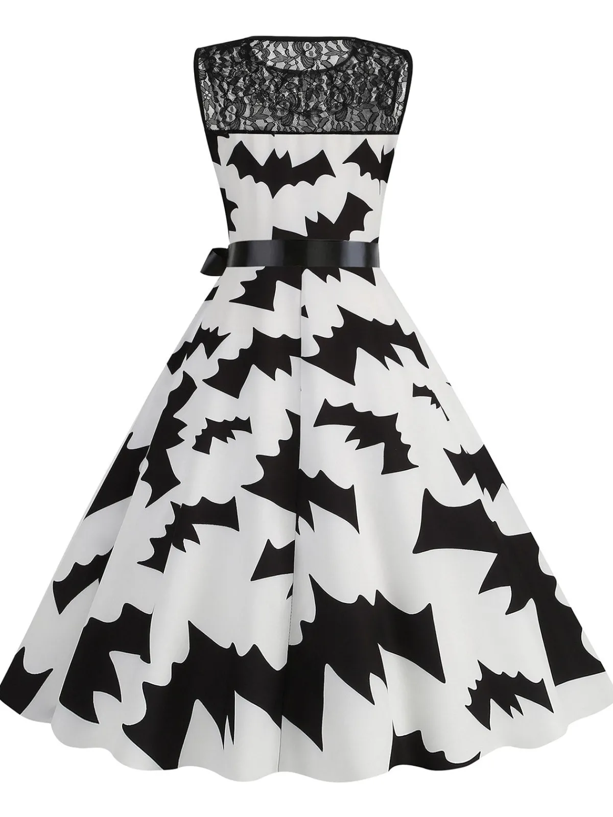 Clearance Retro Stage 1950s Halloween Lace Patchwork Sleeveless Dress