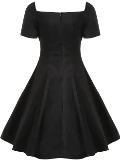 Discount Retro Stage 1980s Halloween Lace Patchwork Swing Dress