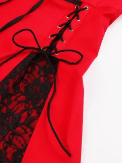 Hot Retro Stage 1980s Halloween Lace Patchwork Swing Dress