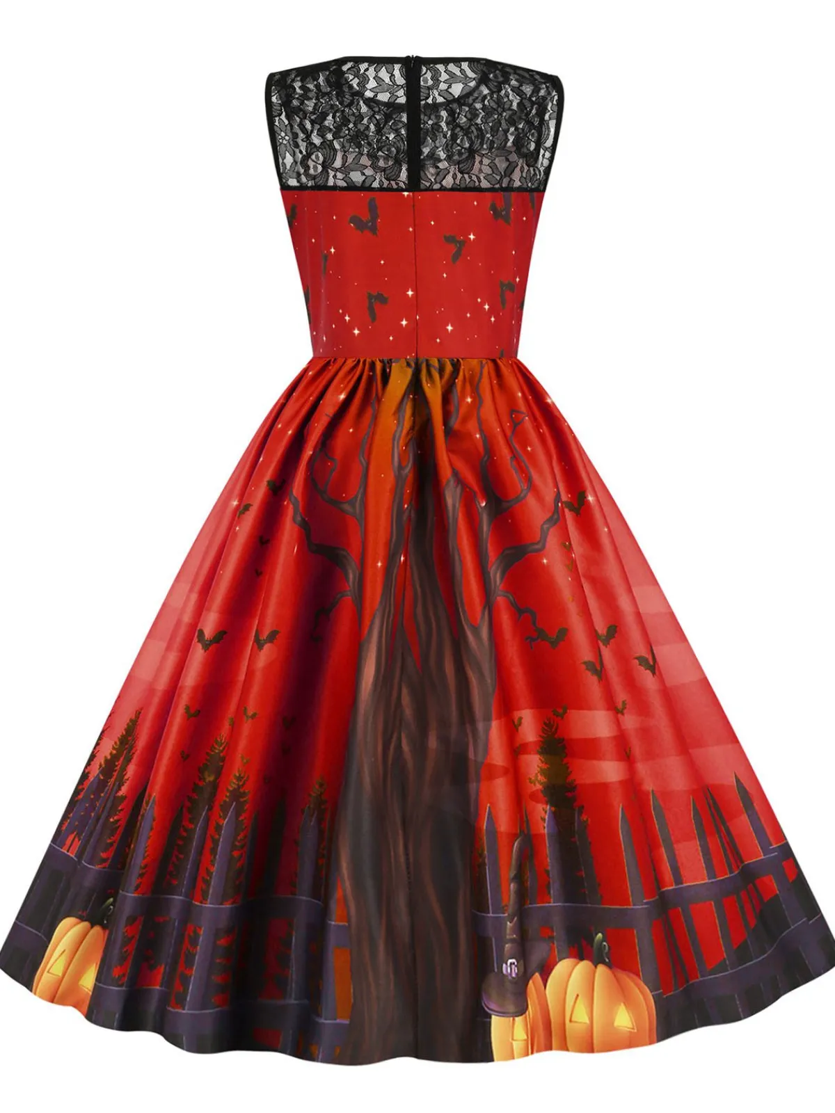 Hot Retro Stage 1950s Halloween Lace Patchwork Sleeveless Dress