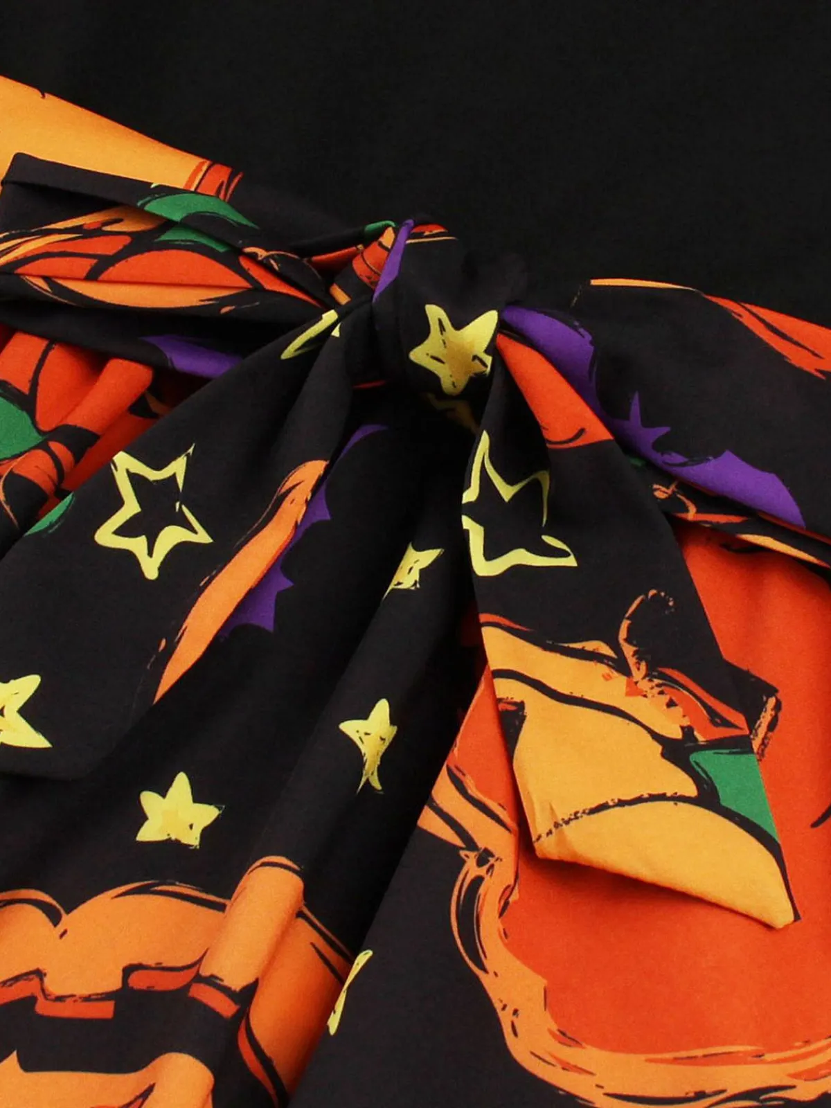 Online Retro Stage 1950s Halloween Patchwork Belt Swing Dress