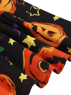 Online Retro Stage 1950s Halloween Patchwork Belt Swing Dress