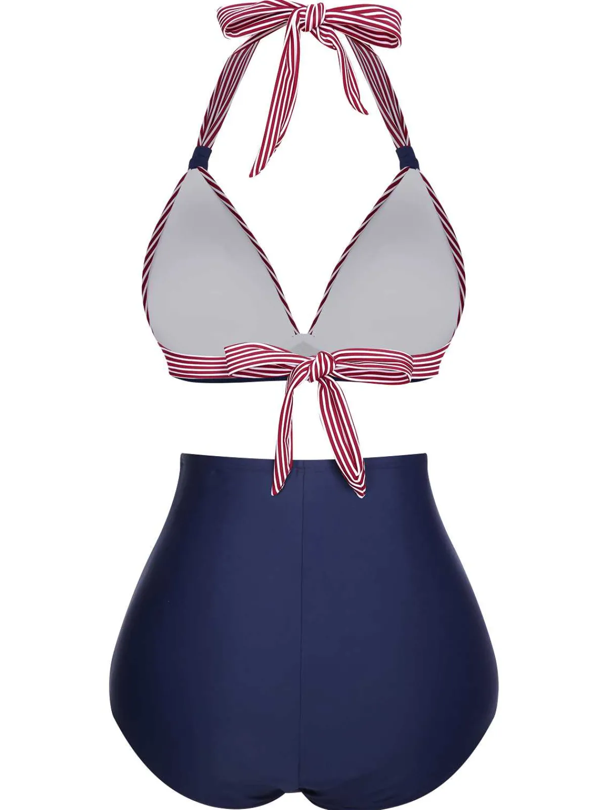Fashion Retro Stage 1950s Halter Contrast Polka Dots Swimsuit