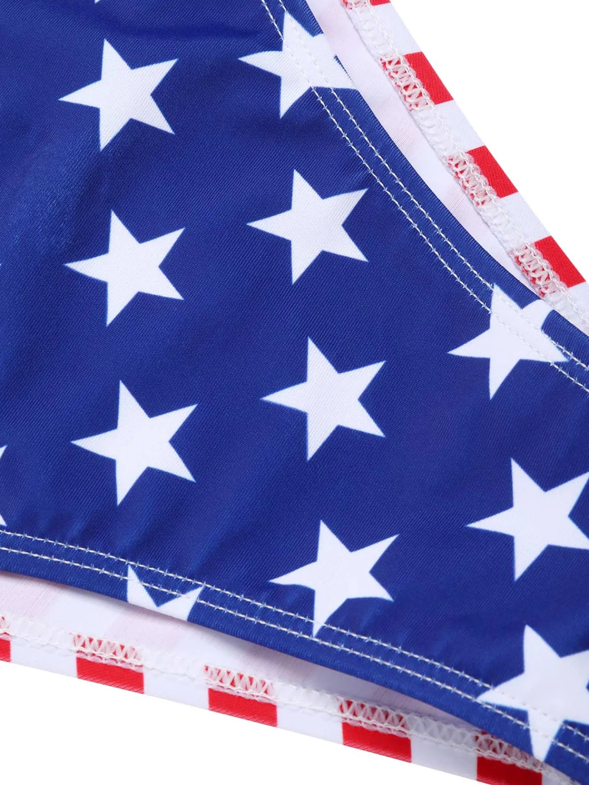 Hot Retro Stage 1960s Halter Contrast Stripes Stars Bikini Blue & Red