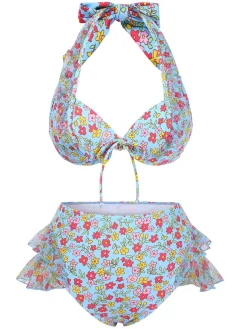 Outlet Retro Stage 1950s Halter Ditsy Floral Ruffles Bikini Set