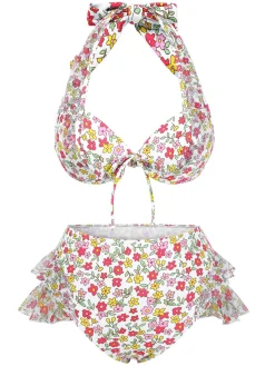 Outlet Retro Stage 1950s Halter Ditsy Floral Ruffles Bikini Set