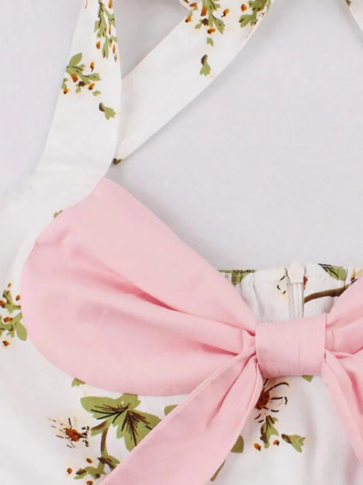 Online Retro Stage 1950s Halter Floral Swing Dress Pink