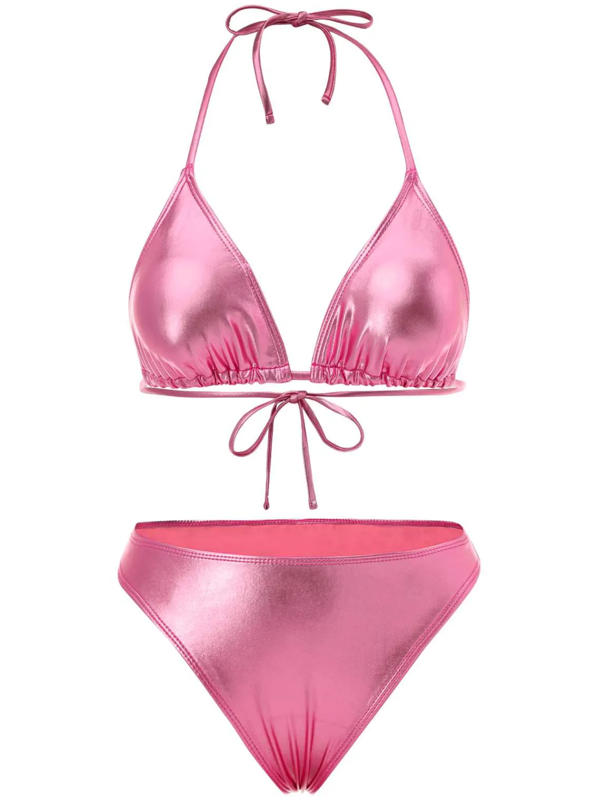 Sale Retro Stage 1970s Halter Metallic Bikini & Ruched Cover-Up
