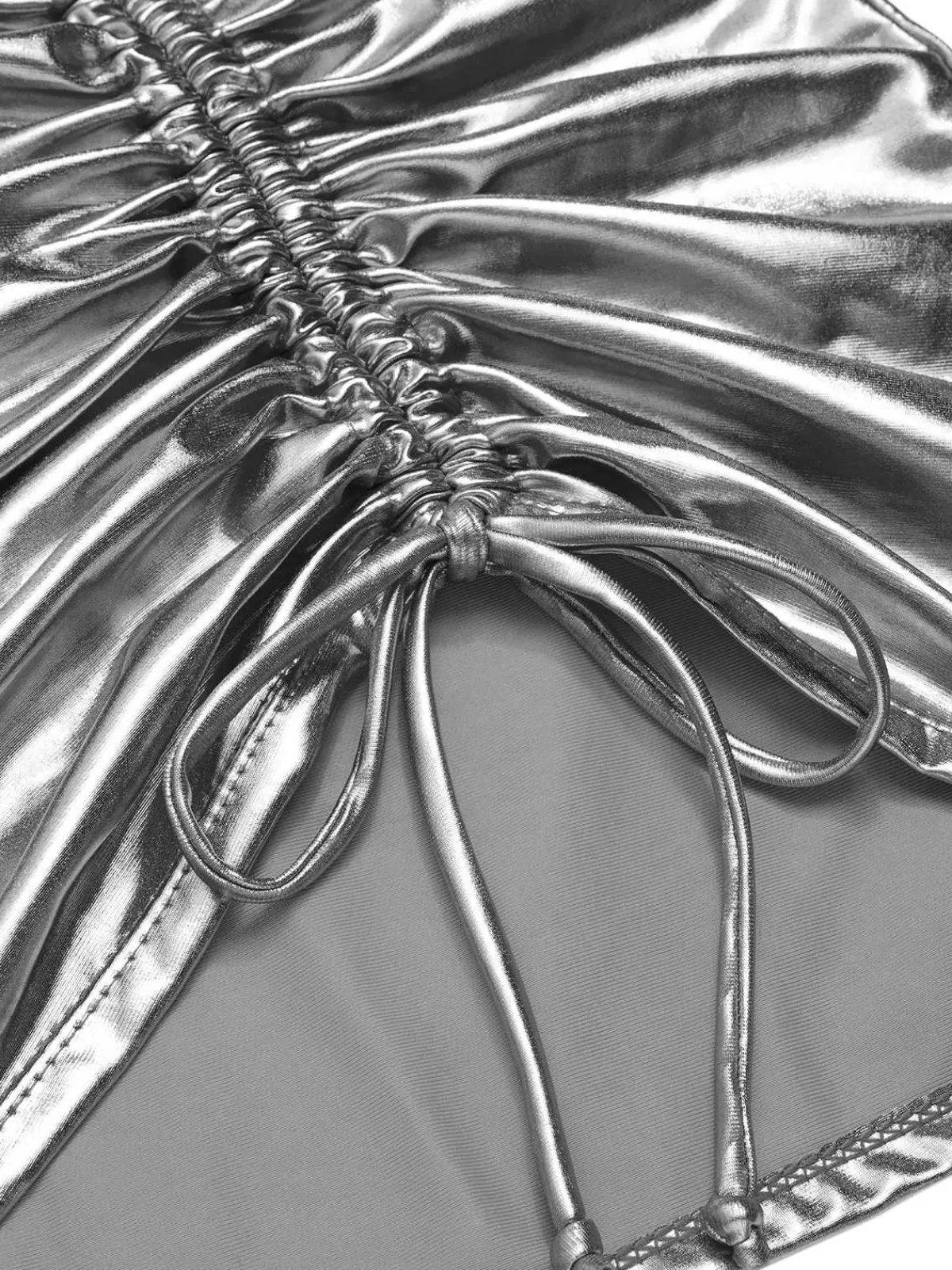 Sale Retro Stage 1970s Halter Metallic Bikini & Ruched Cover-Up